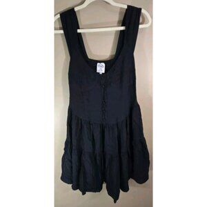 Queen the Label Black Tiered Corset Tank Mini Dress Sz 18 Goth